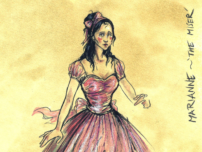 A drawing of Mariane from The Miser Assistant