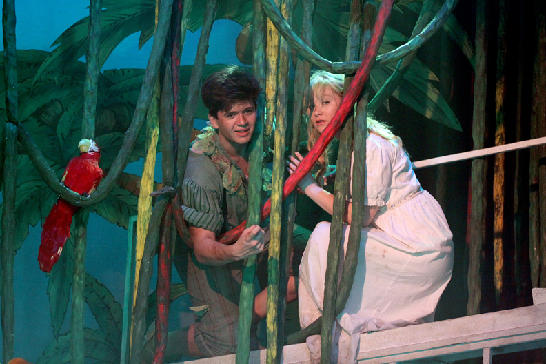 A photo of Wendy and Peter Pan in The Watermills production of Peter Pan