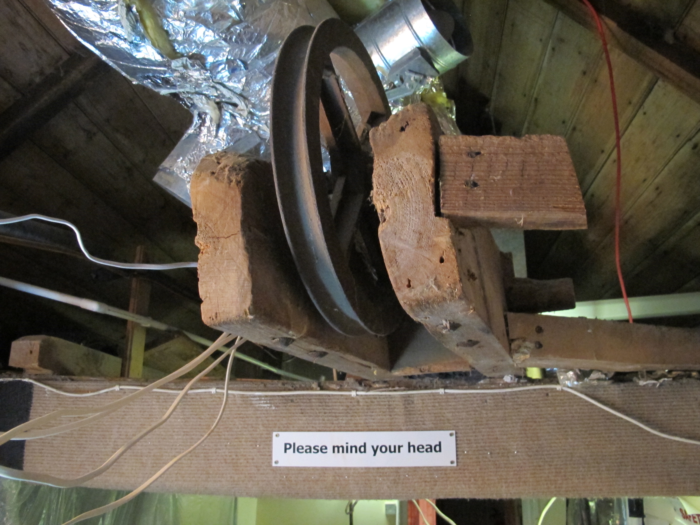 A photo taken of an old pulley system found at The Watermill Theatre