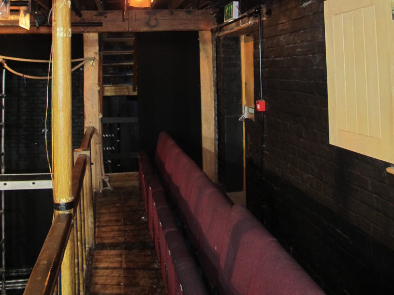 A photo of the seats in The Watermill Theatres auditorium.
