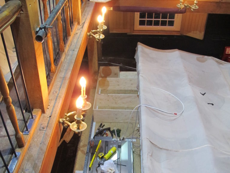 A photo taken from the balcony in The Watermill Theatres auditorium.