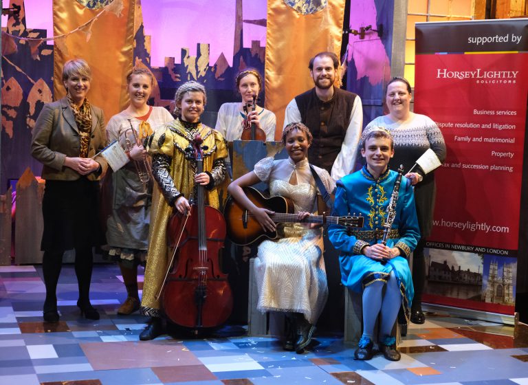 A photograph of The Prince and The Pauper cast and staff at Horsey Lightly.