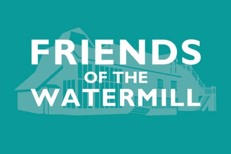 Green background with the text Friends of The Watermill